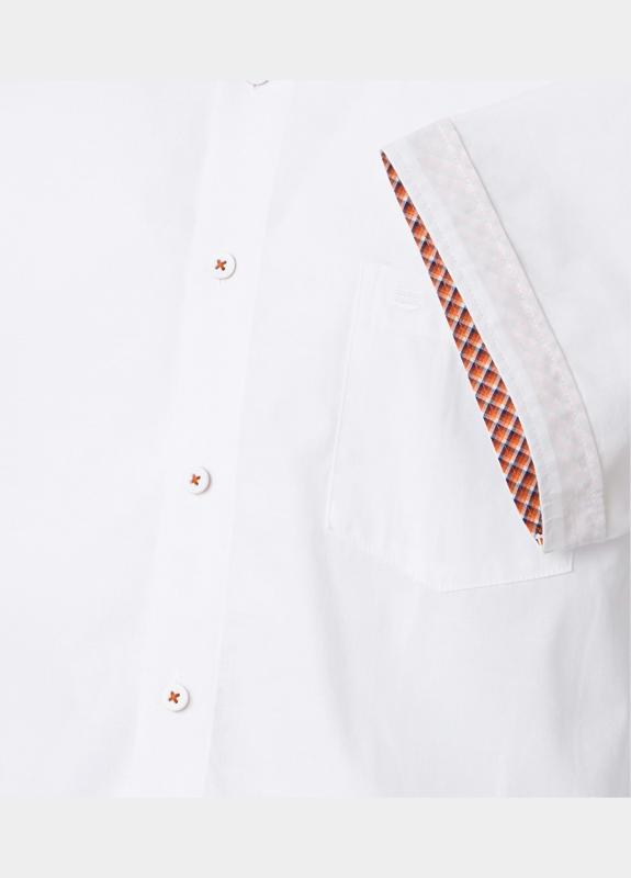 Redmond overhemd korte mouw heren Wit Slub Casual 251420990/0