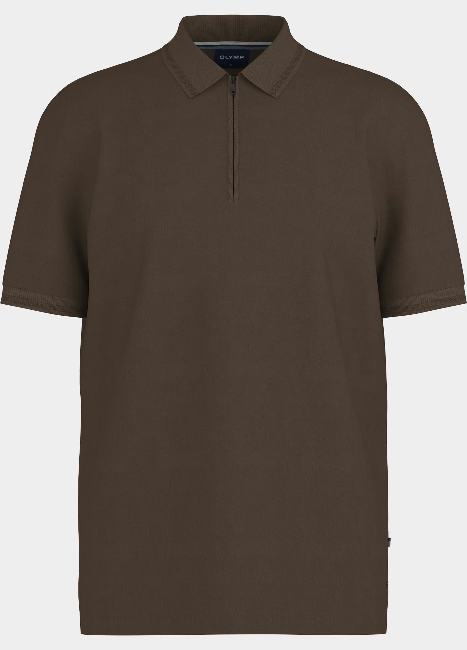Olymp Polo heren Bruin Interlock Zip Polo 540362/28