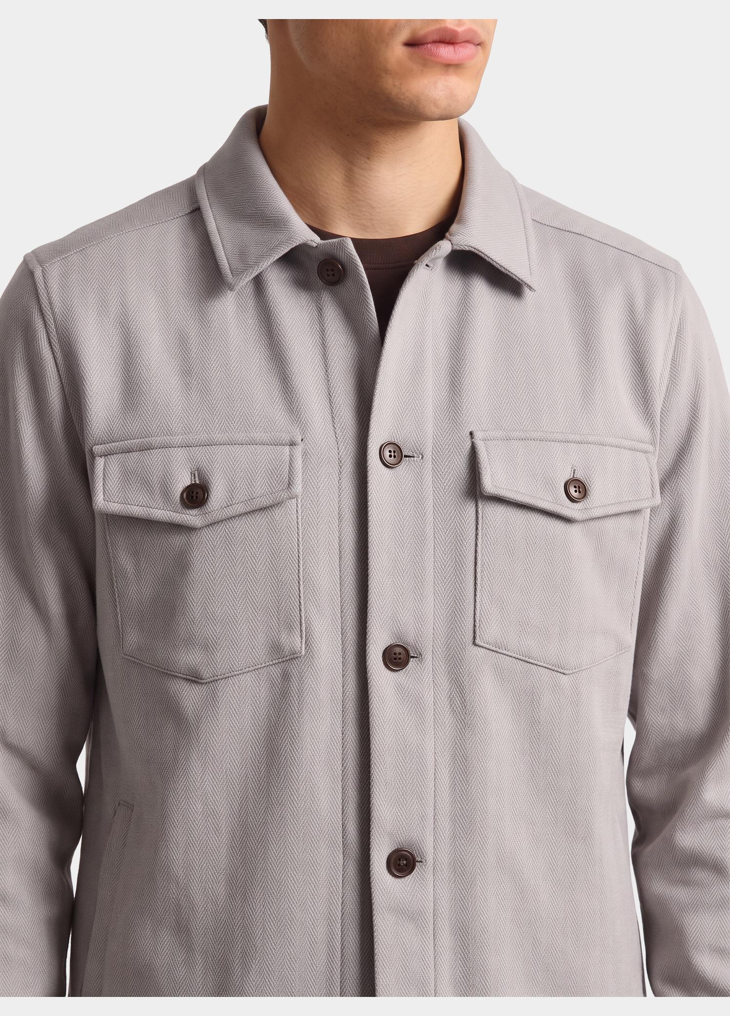 R2 Amsterdam Overshirt Wit Herringbone overshirt 134.OVERSHIRT.009/039