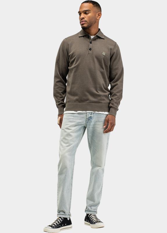 Butcher of Blue Polo lange mouw Grijs Clifden Co M2616021/708