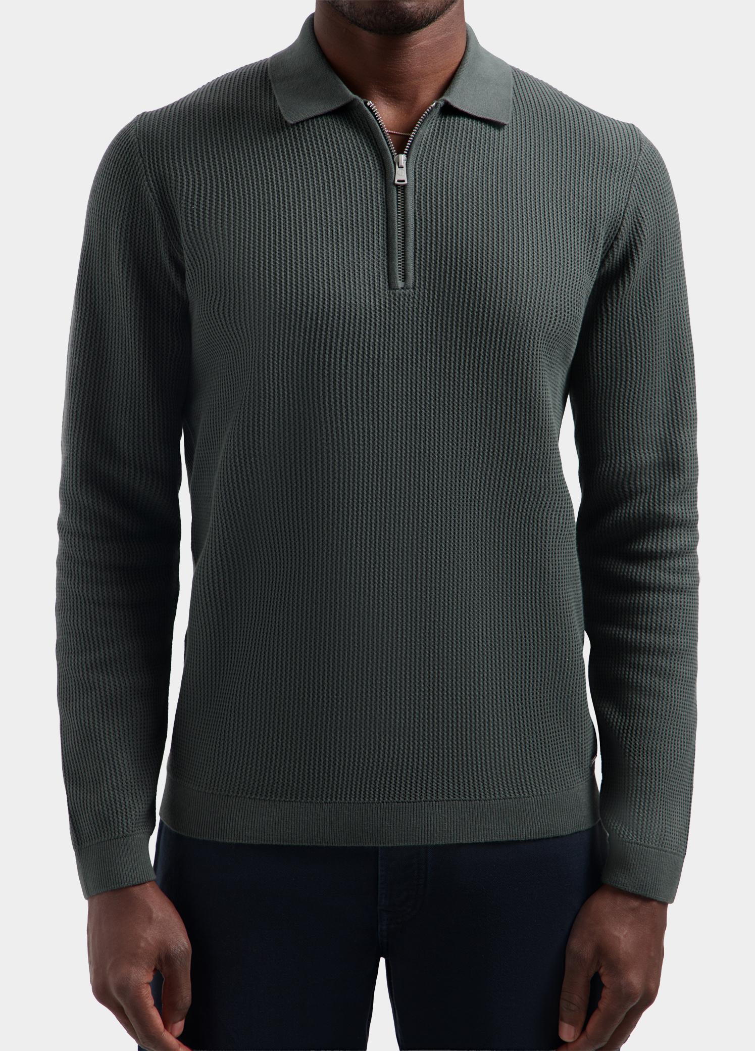 Dstrezzed Polo lange mouwen heren Groen Kostas Zip 406054/569