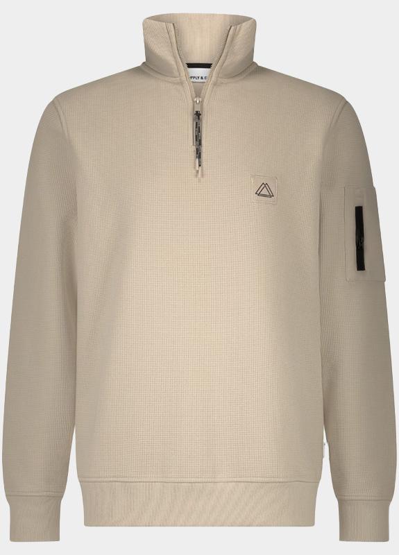 Supply & Co. Half Zip Beige Halvar Halfzip Sweat 25312HA73/190 pebble