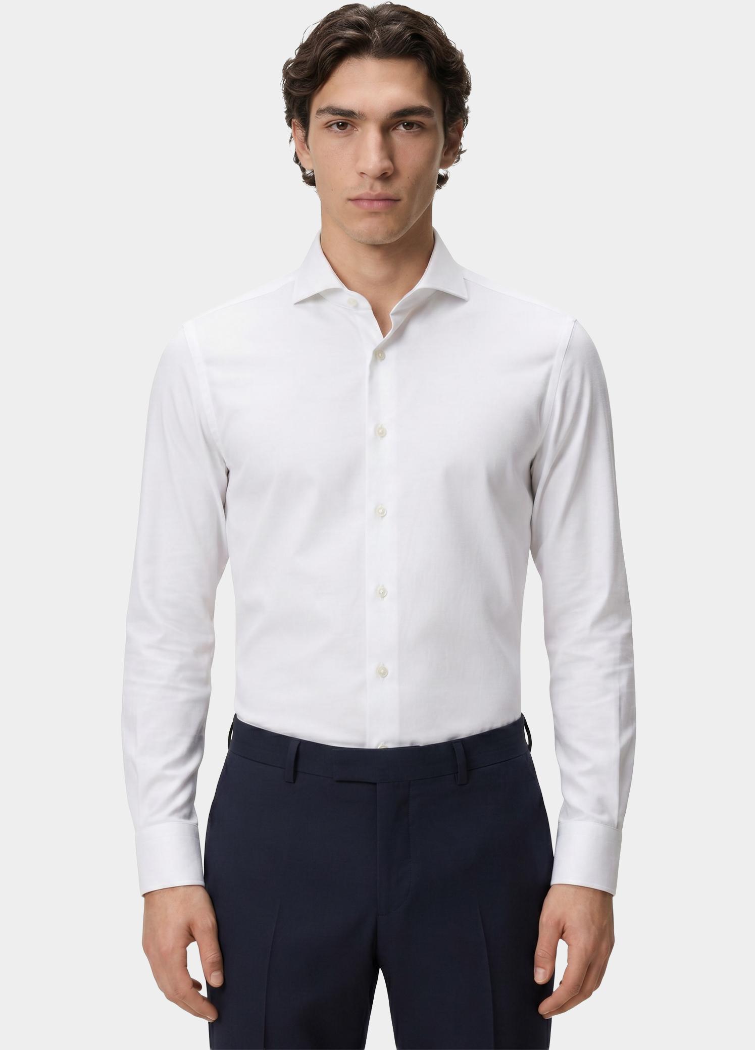 Profuomo Business hemd lange mouw Wit Japanese knit slim fit PP2HC10006/100