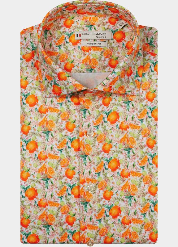 Giordano overhemd korte mouw heren Geel Lago Short Sleeve Semi Cutawa 616890/20