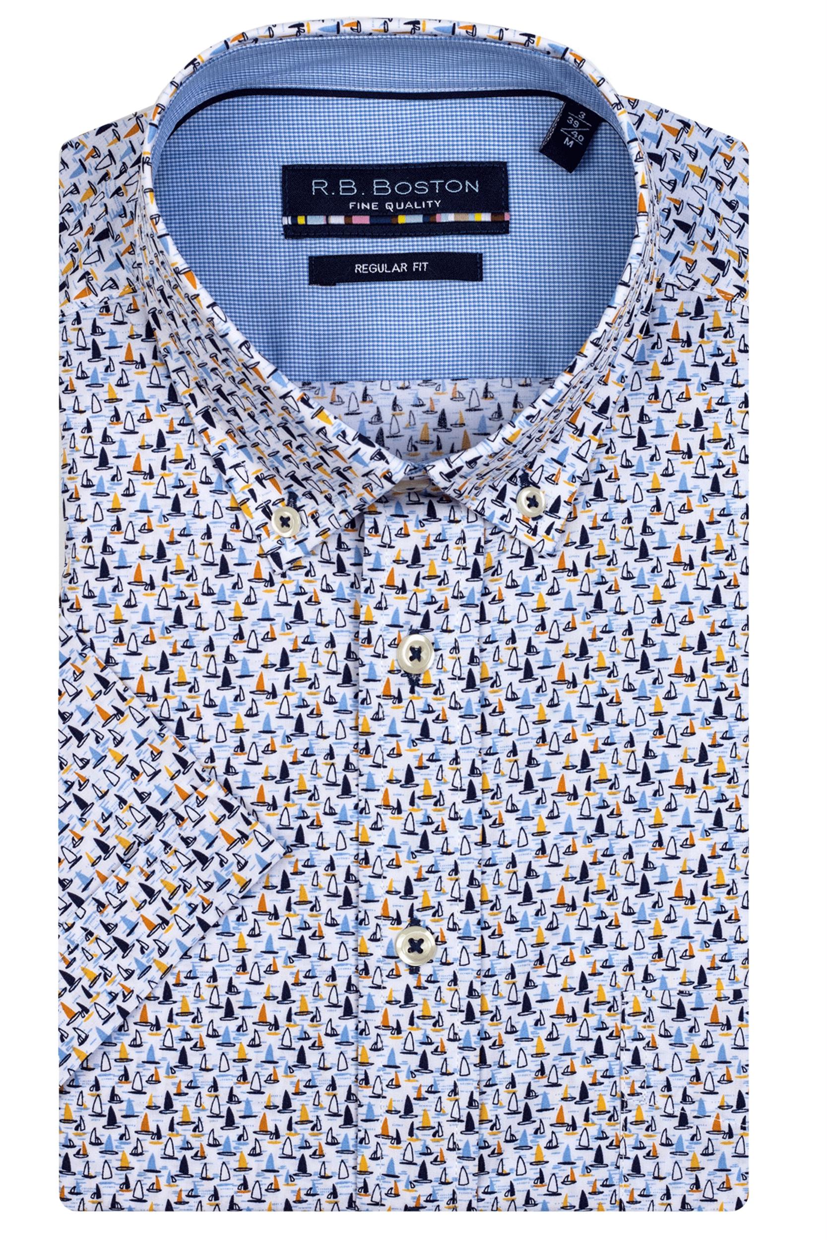 R.B. Boston Casual hemd korte mouw Blauw Marschall SS Button Down 116670/203