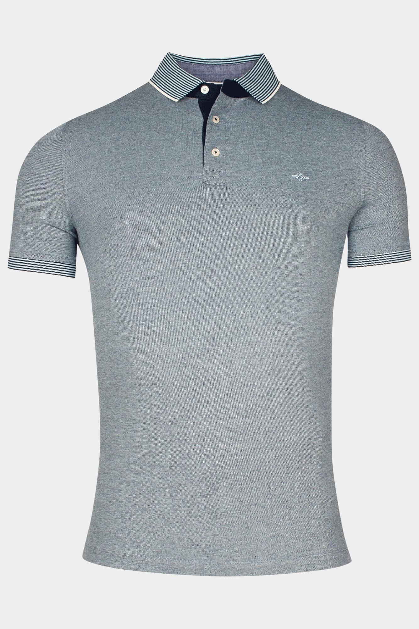 Baileys Polo korte mouw Blauw Poloshirt 2-tone Oxford Pique 415216/69