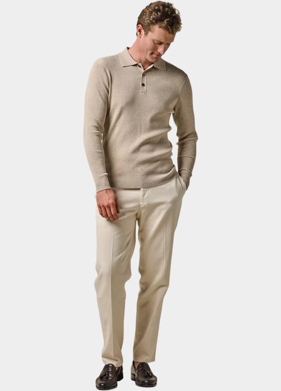 Profuomo Polo lange mouw Beige  PPWJ10003/D