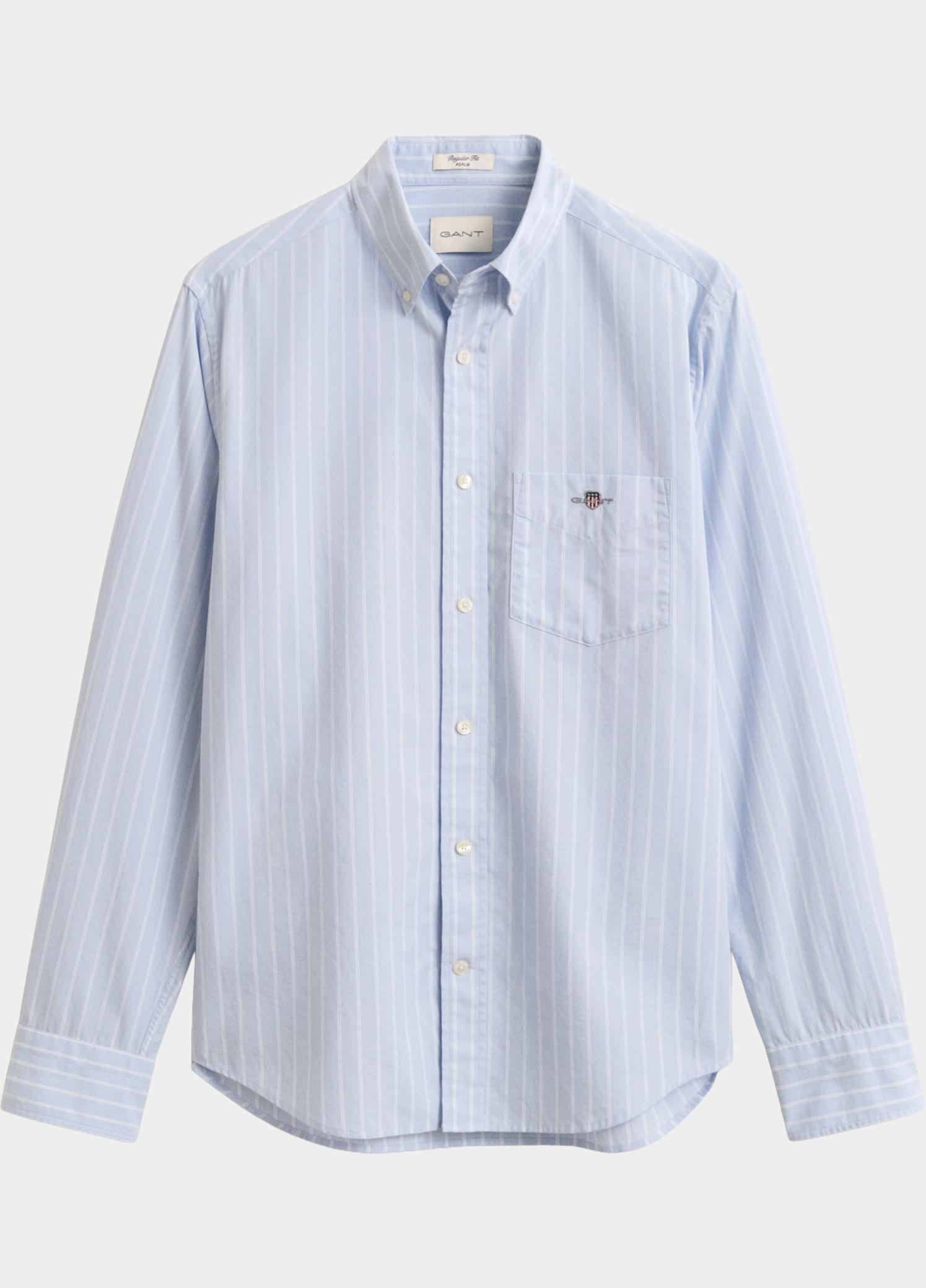 Gant Overhemd heren Blauw Klassiek poplin overhemd met 3262031/455