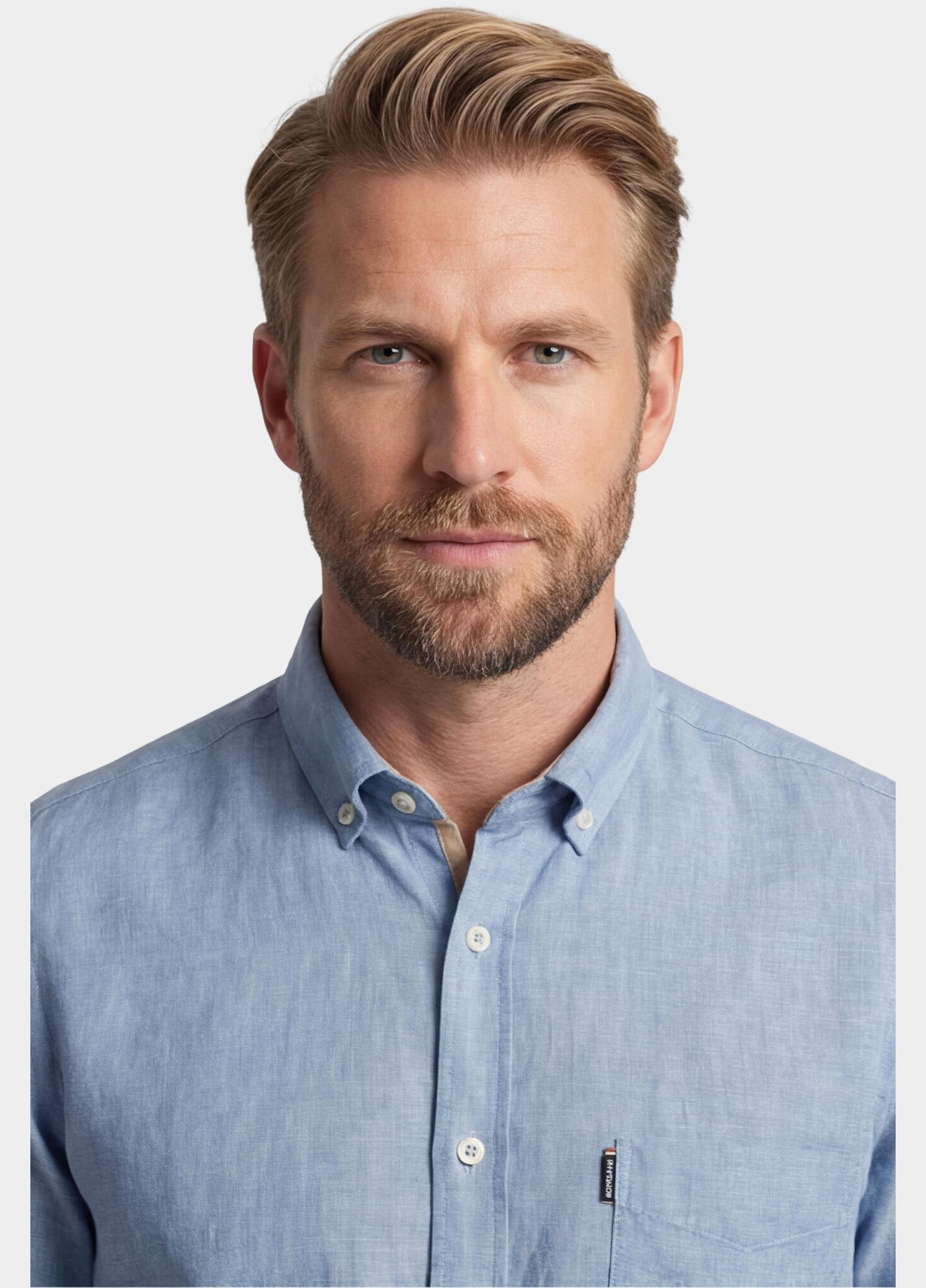 Giordano overhemd korte mouw heren Blauw League Short Sleeve Button Do 616009/64