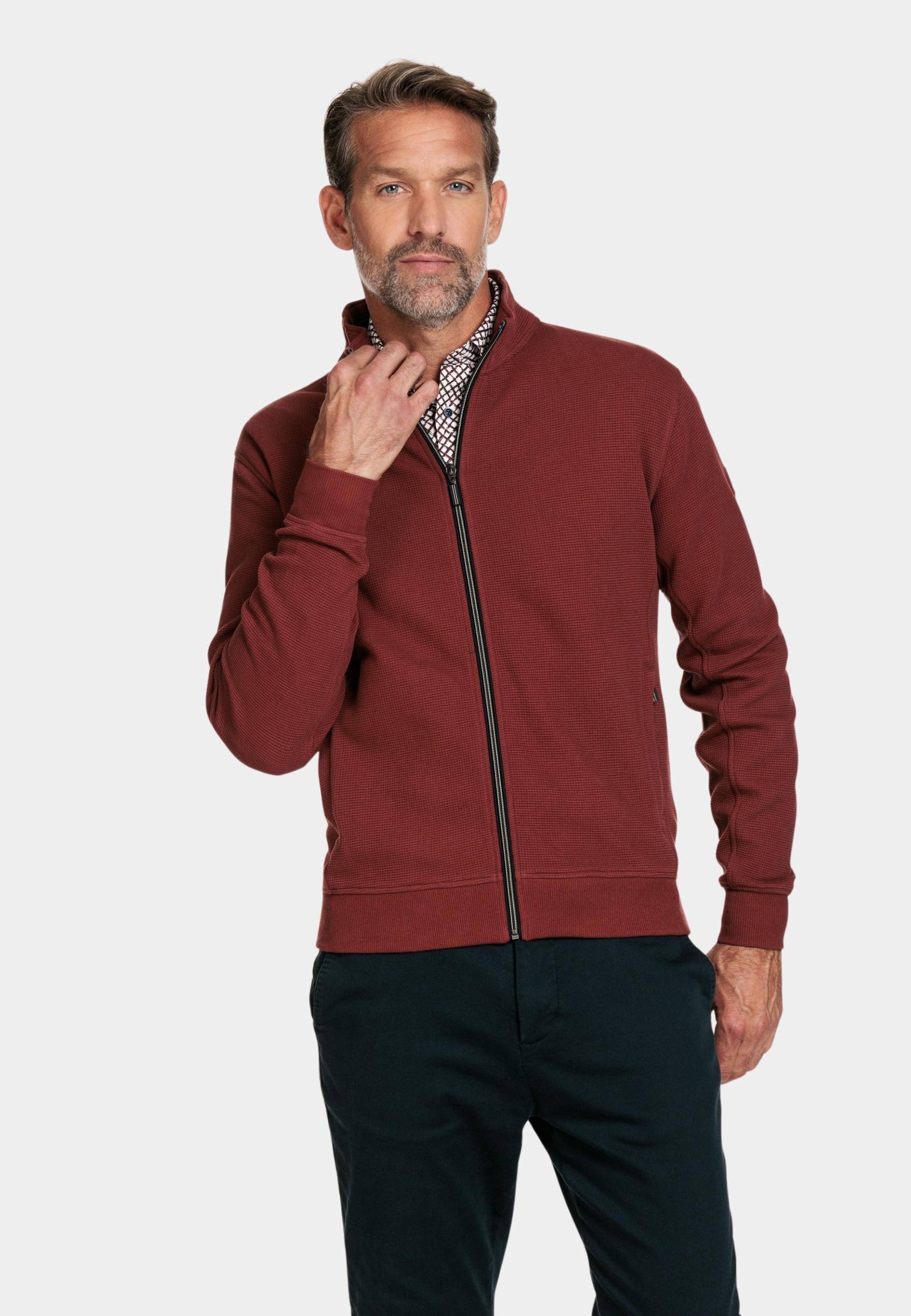 Baileys Vest Rood Sweat Cardigan Zip  waffle in 322293/38