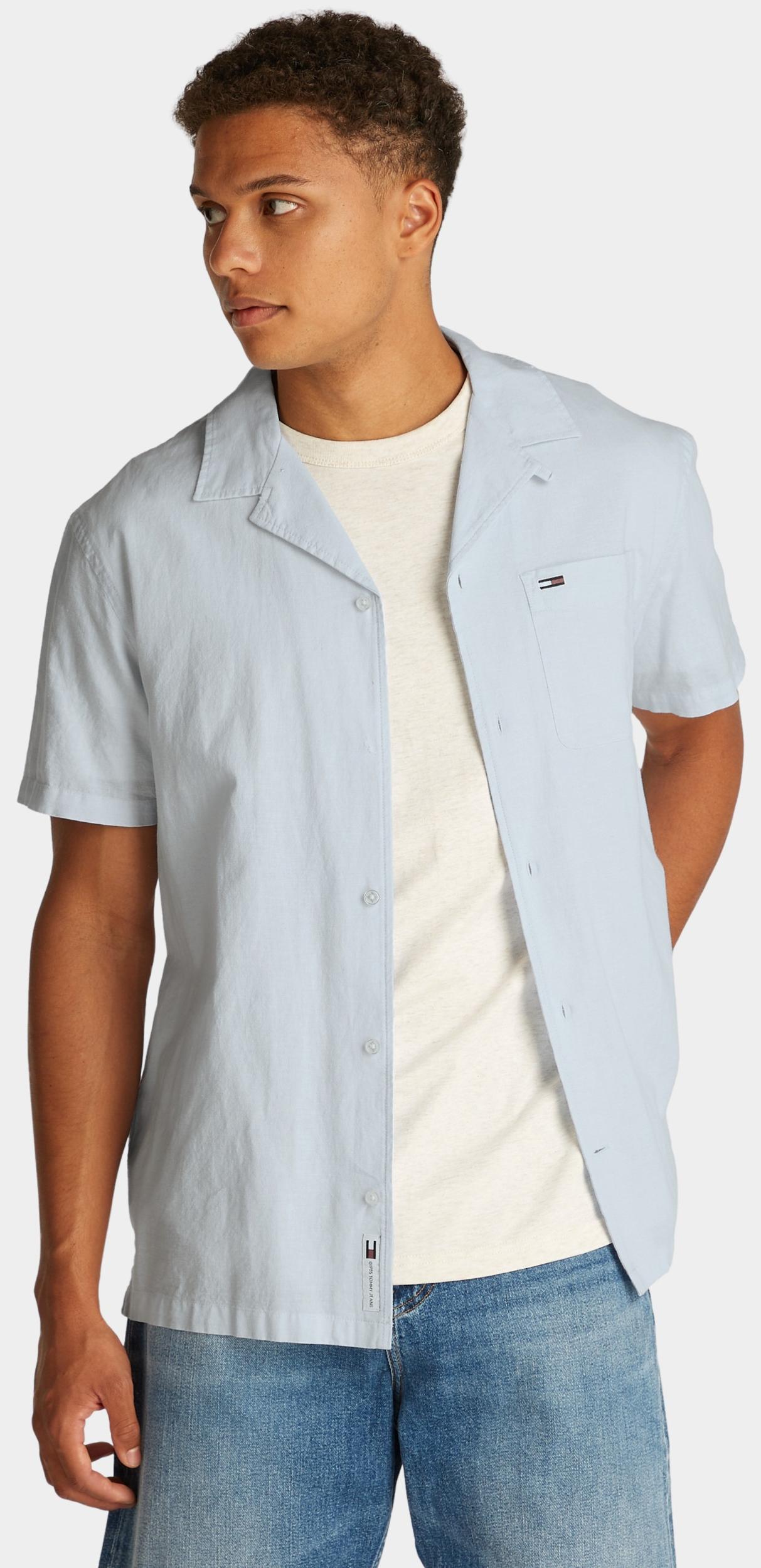Tommy Jeans Casual hemd korte mouw Blauw TJM LINEN BLEND CAMP SS EXT DM0DM20895/C3Q