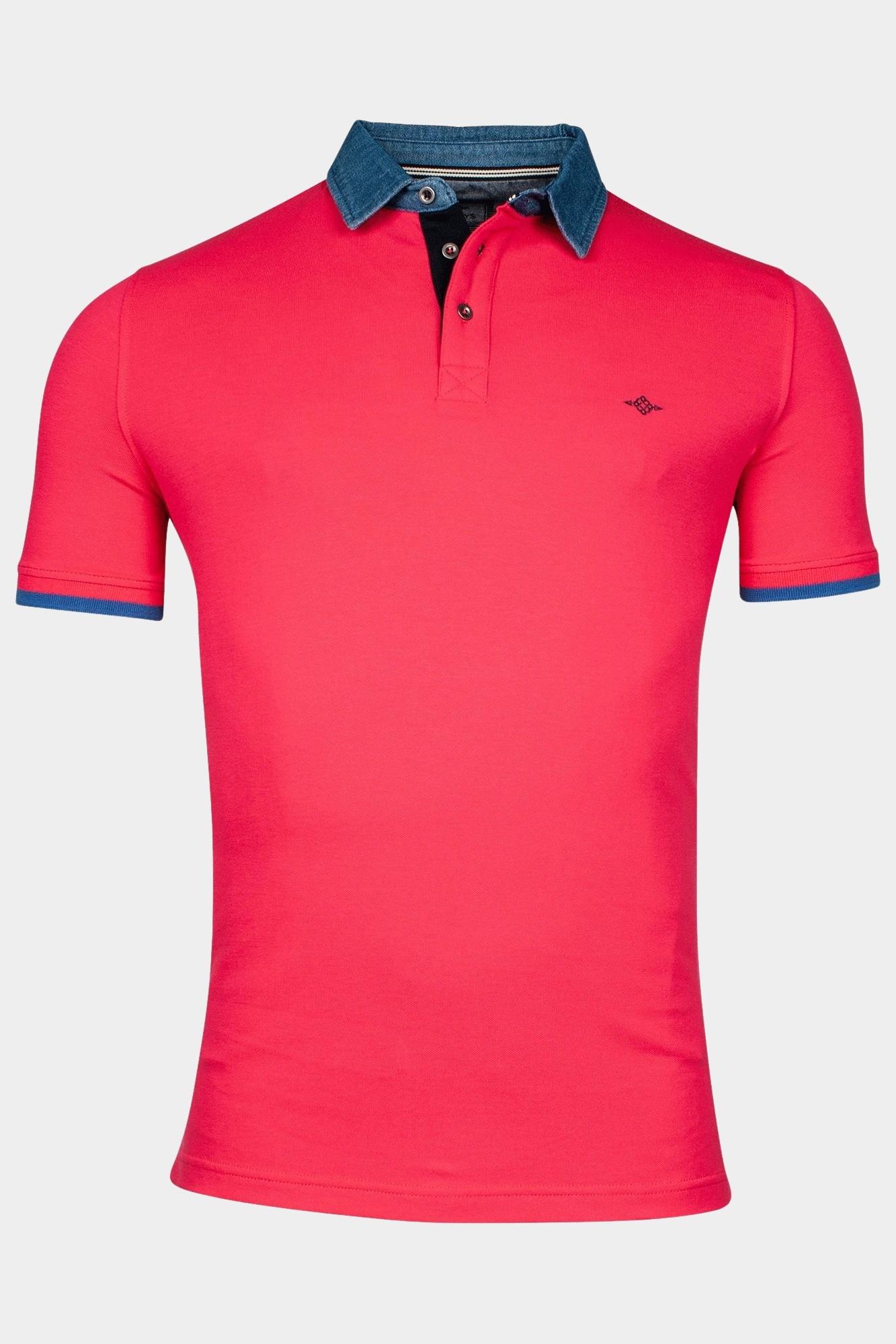 Baileys Polo korte mouw Rood Poloshirt - with Denim Collar 415290/33