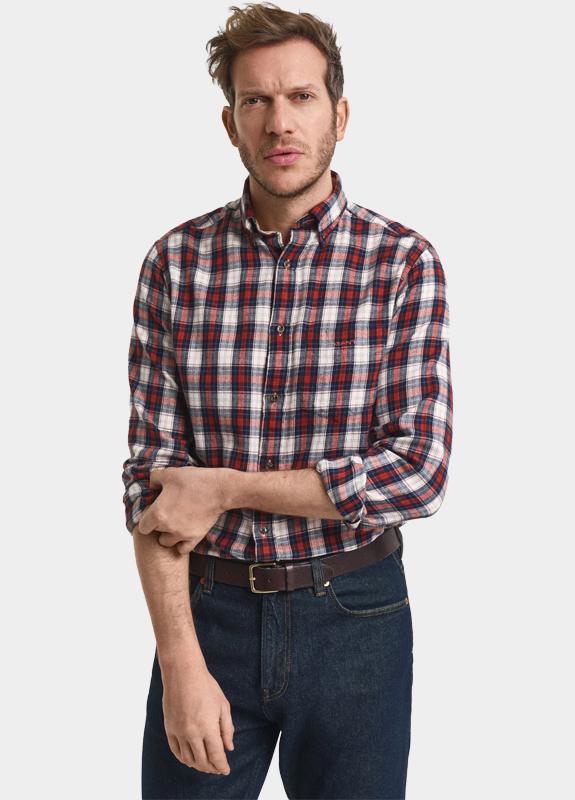 Gant Casual hemd lange mouw Rood Reg Windblown Flannel Check Sh 3250242/623