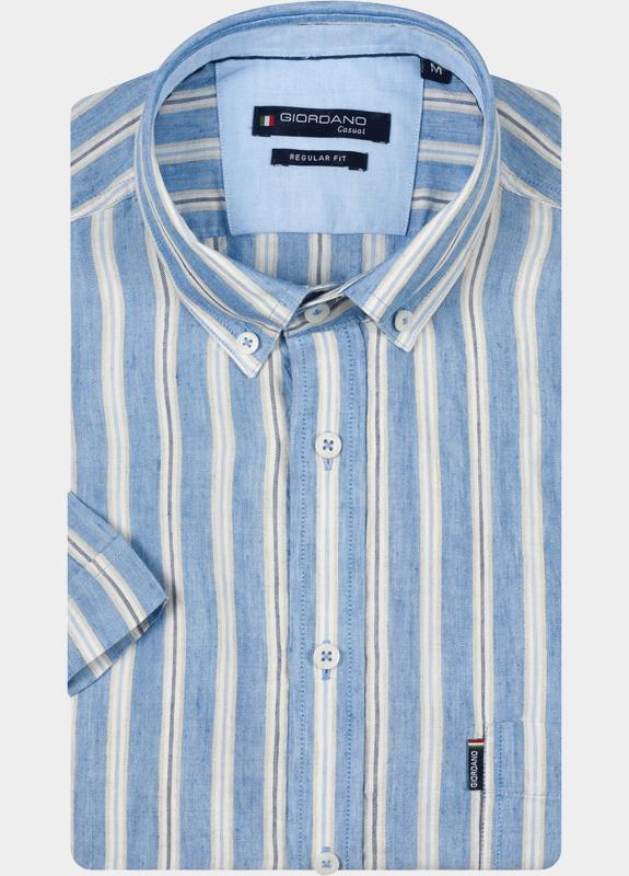 Giordano overhemd korte mouw heren Blauw League Short Sleeve Button Do 616118/61
