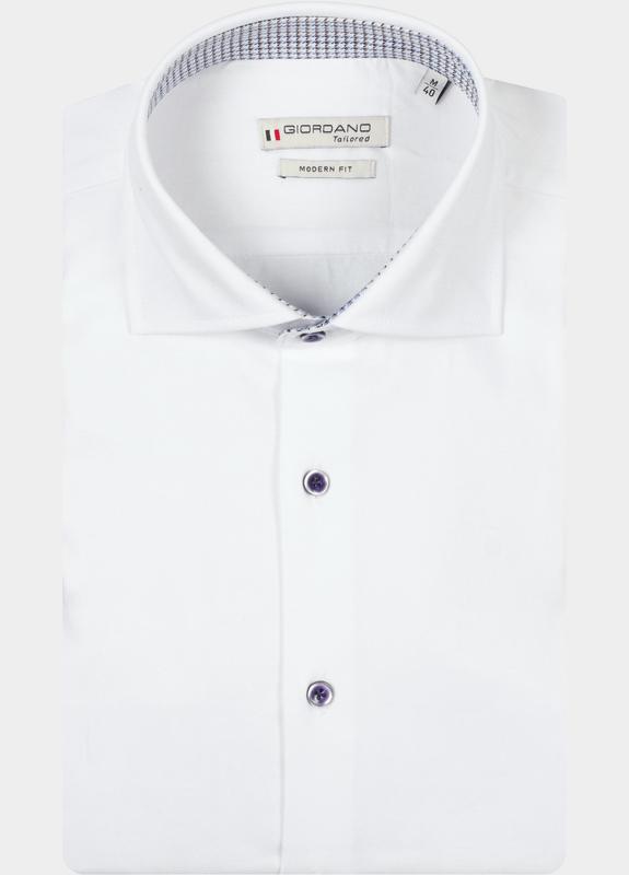 Giordano Overhemd heren Wit Locarno Long Sleeve Semi Cuta 617806/10