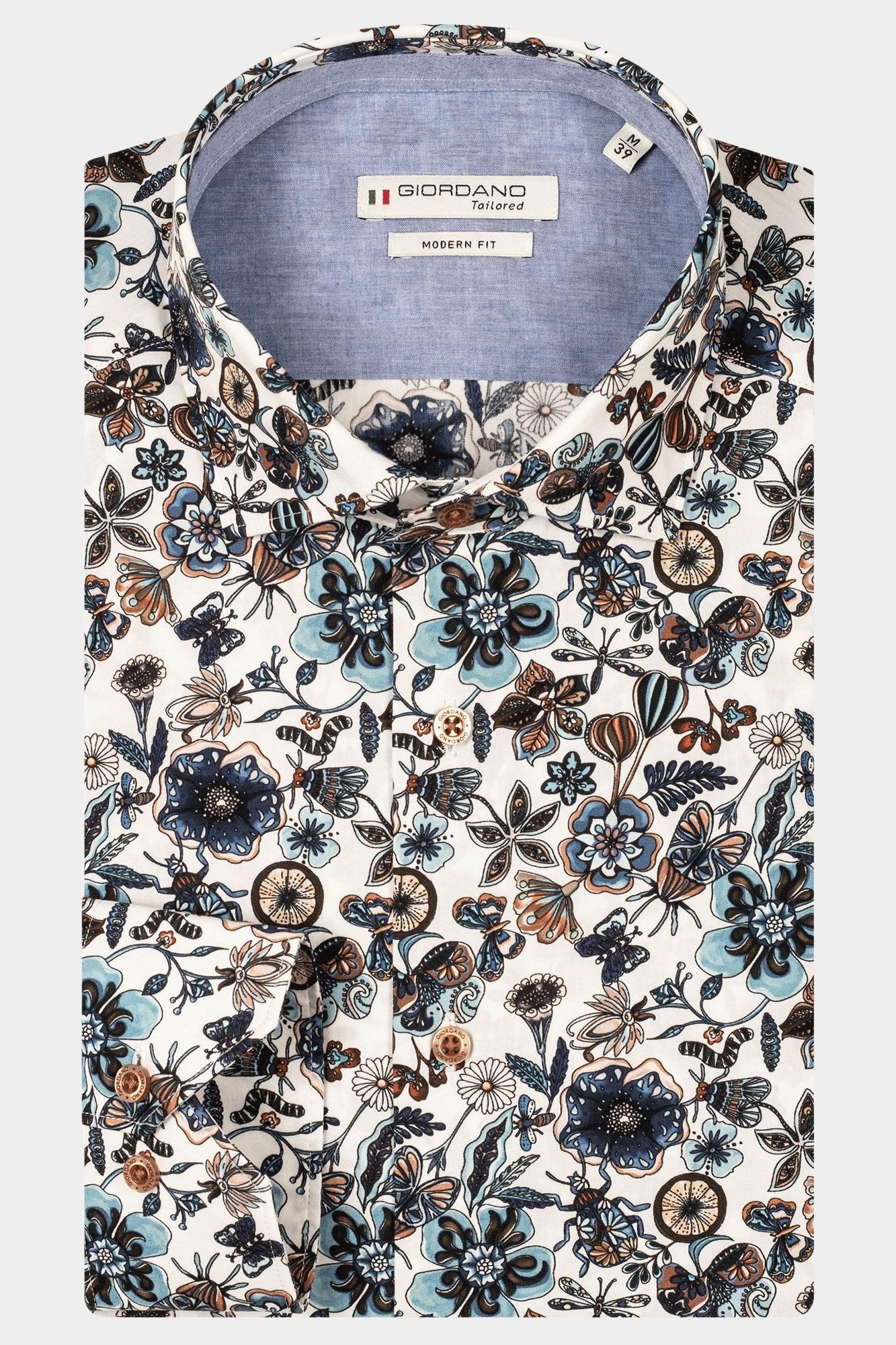 Giordano Casual hemd lange mouw Wit Maggiore long sleeve semi cut 517858/10