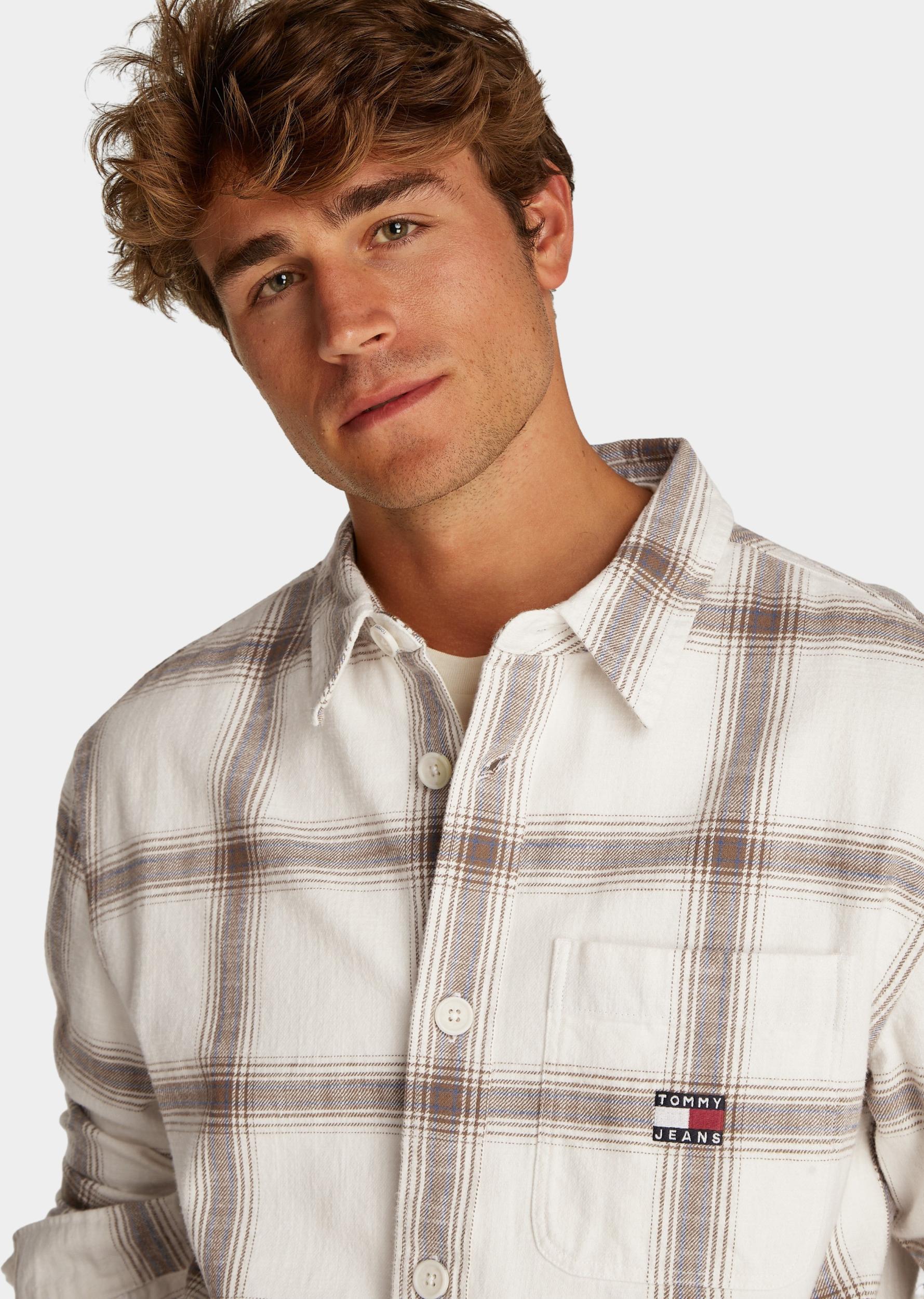 Tommy Jeans Overshirt Wit TJM COTTON SLUB CHECK OVERSHI DM0DM21343/YBH
