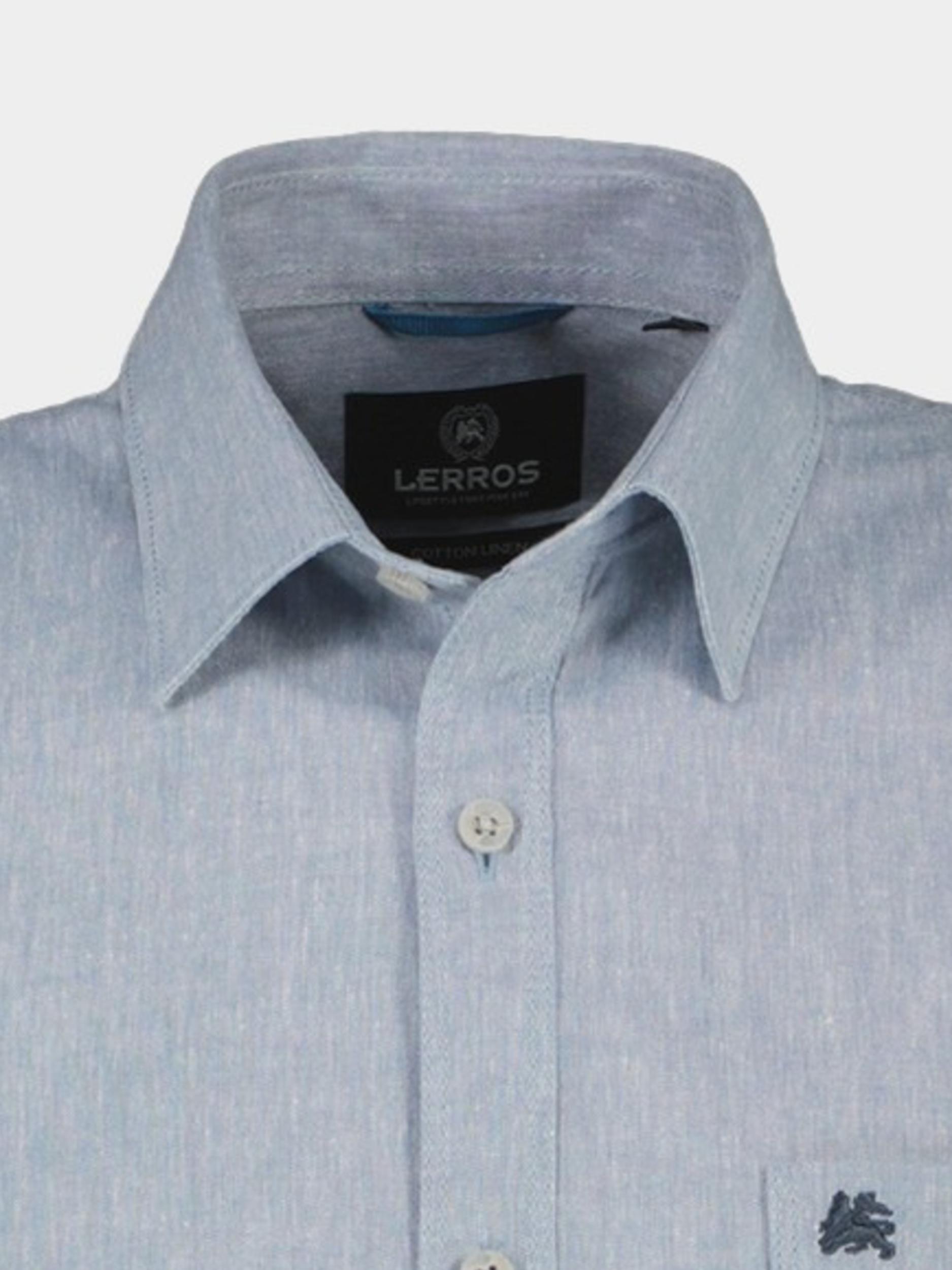 Lerros Casual hemd korte mouw Blauw HEMD 1/2 ARM 2442010/440 MID STORM BLUE