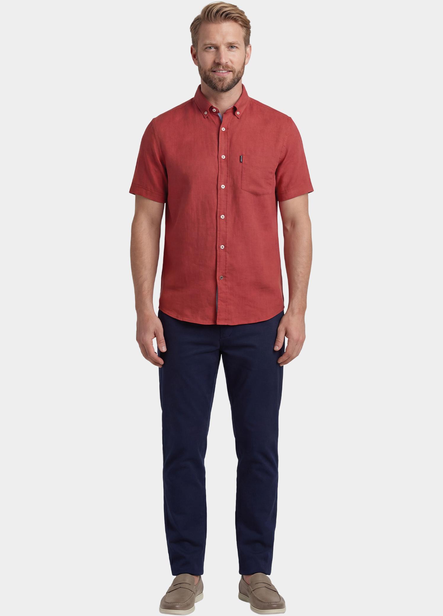 Giordano overhemd korte mouw heren Roze League Short Sleeve Button Do 616009/31