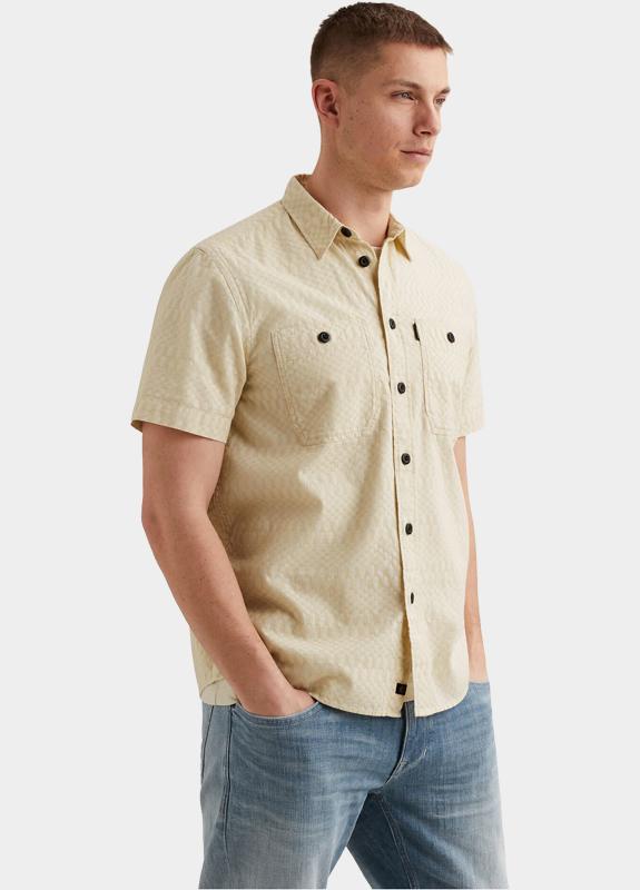 PME Legend Casual hemd korte mouw Beige Short Sleeve Shirt Jacquard PSIS2603270/7013