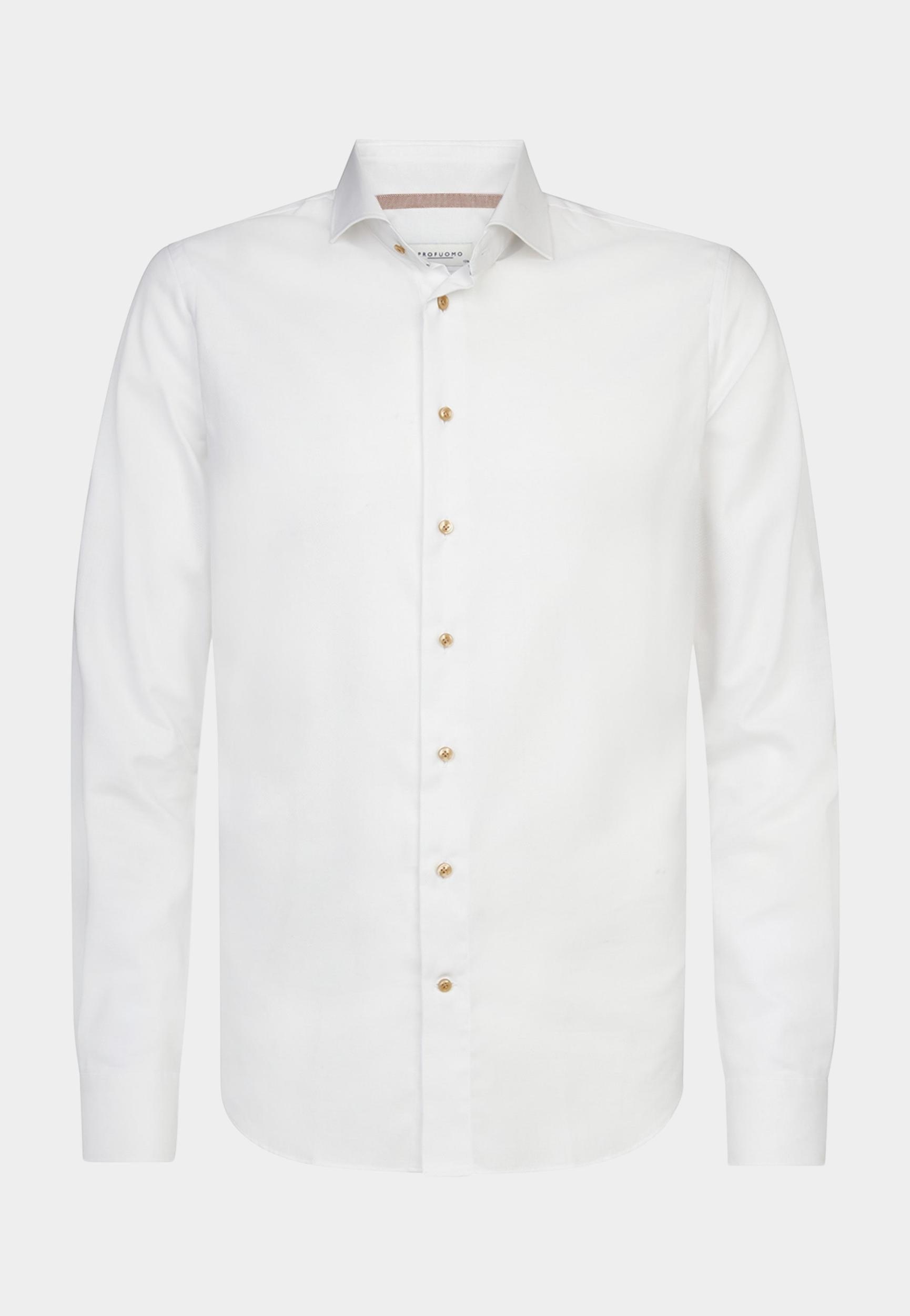 Profuomo Business hemd lange mouw Wit Japanese knitted PPVH10053A/2