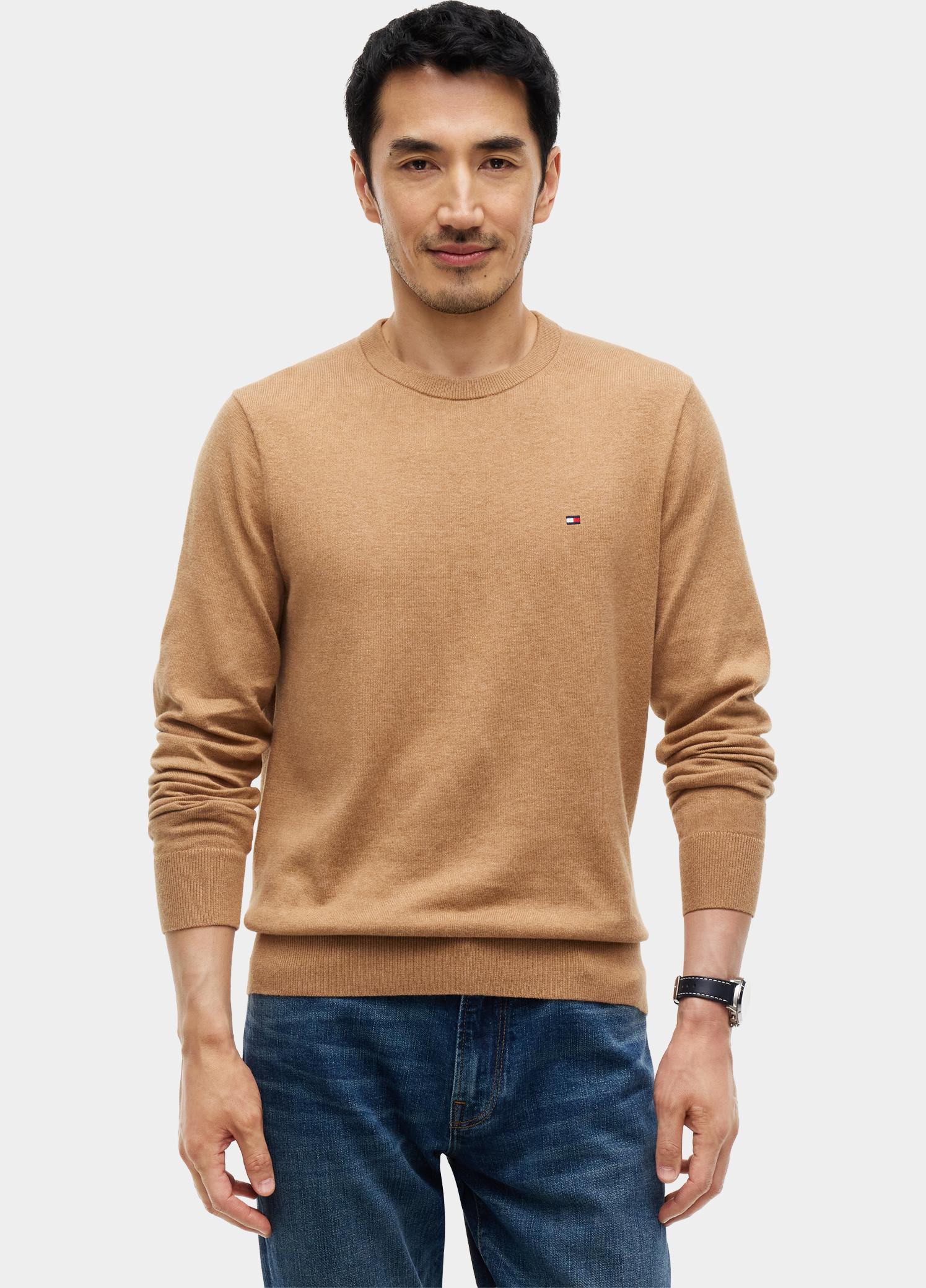 Tommy Hilfiger Pullover heren Beige PIMA ORG CTN CASHMERE CREW NE MW0MW28046/A1L