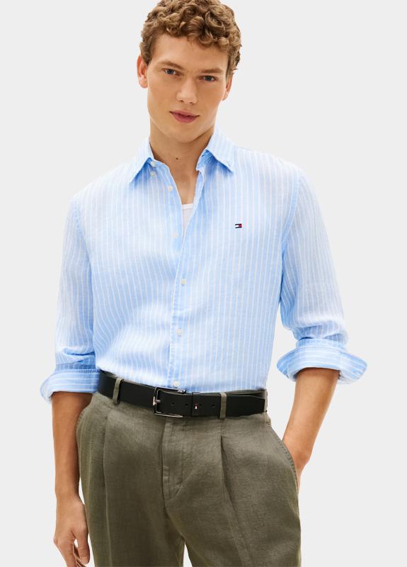 Tommy Hilfiger Casual hemd lange mouw Blauw LINEN BENGAL STRIPE RF SHIRT MW0MW42400/0A5