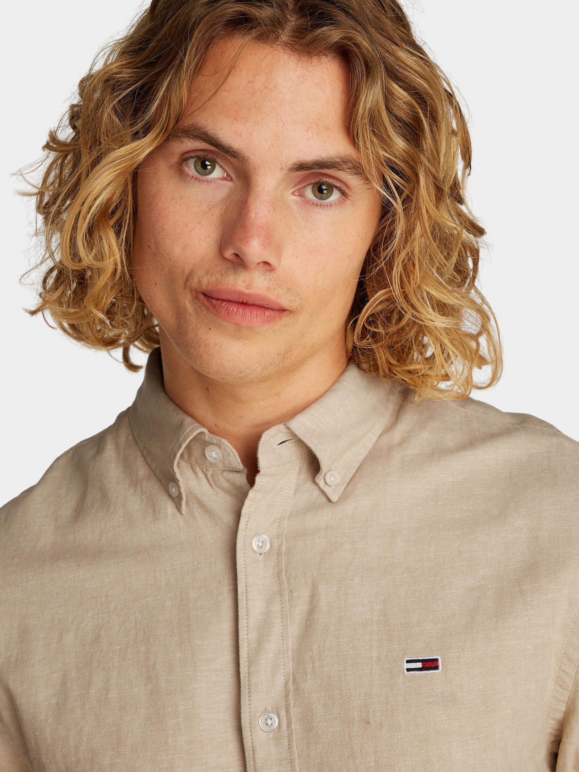 Tommy Jeans Casual hemd lange mouw Beige TJM REG LINEN BLEND LS SHIRT DM0DM20875/ACT