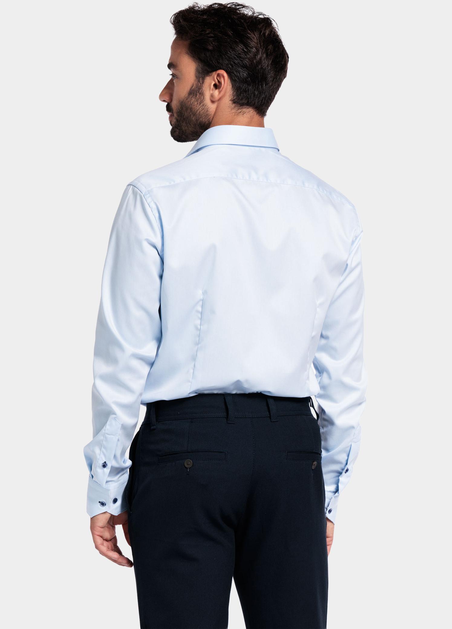 Giordano Overhemd heren Blauw Locarno long sleeve semi cuta 527877/61