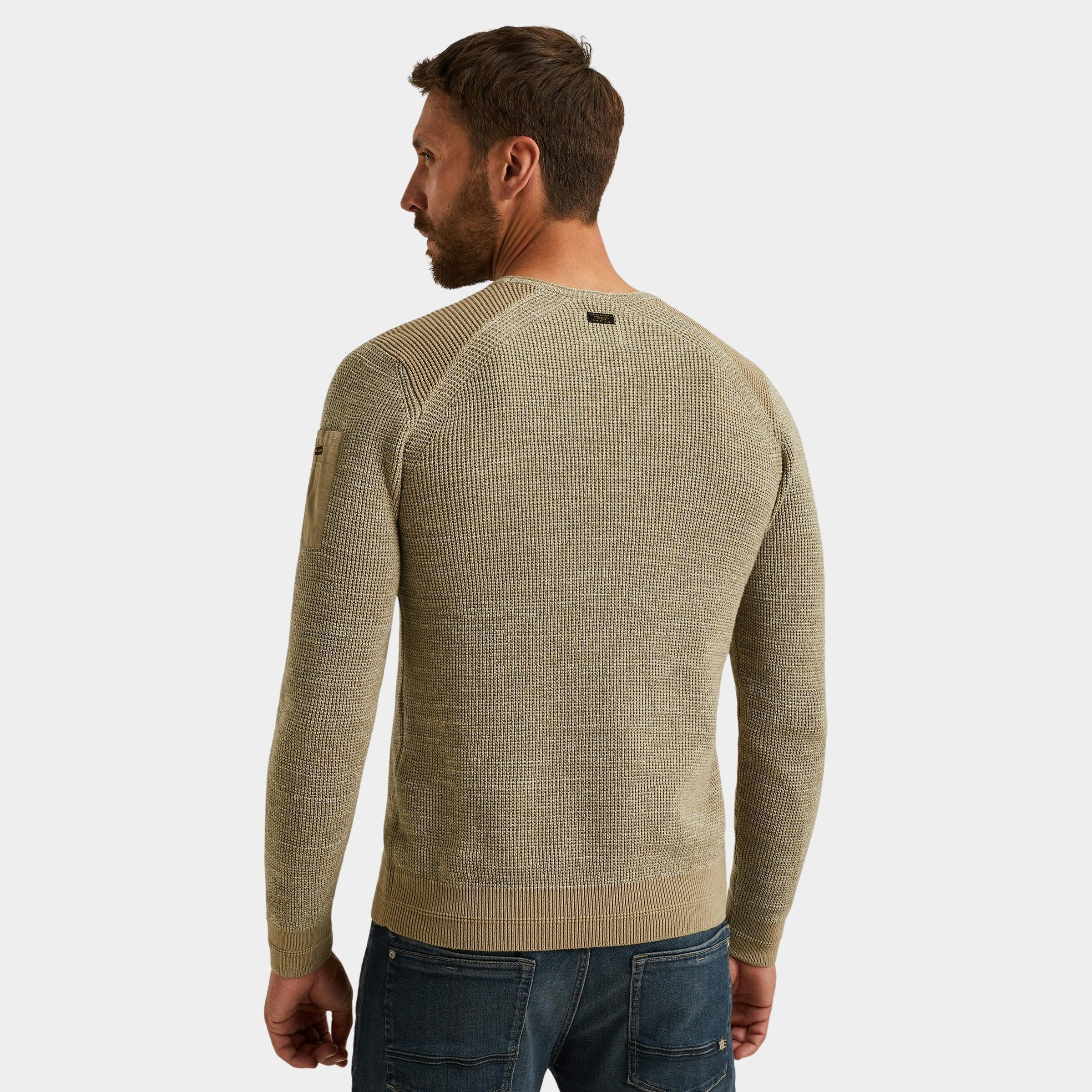 PME Legend Pullover Groen R-neck cotton rib melee knit PKW2509301/8011