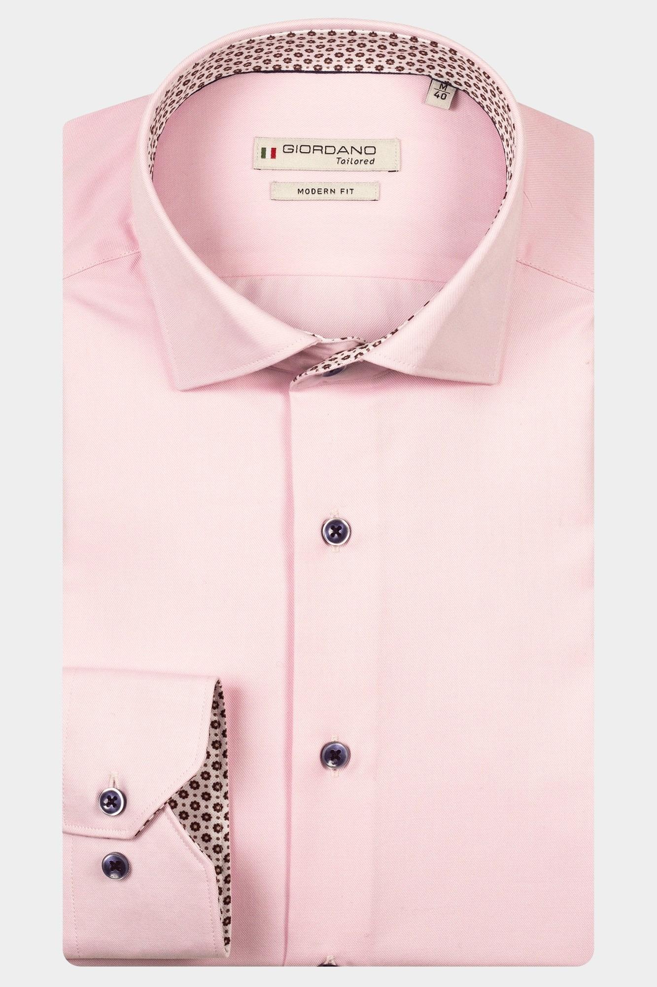 Giordano Casual hemd lange mouw Roze Locarno long sleeve semi cust 527874/50