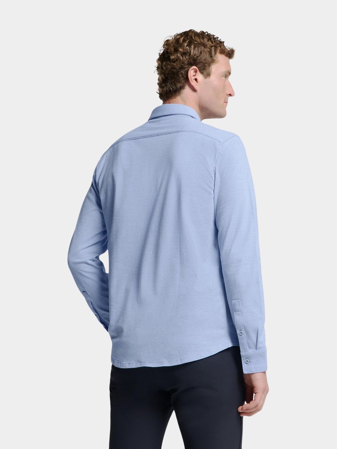 No Excess Casual hemd lange mouw Blauw Shirt Jersey Pique Stretch N4186/166