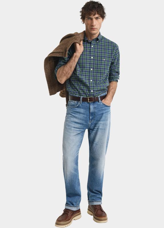 Gant Casual hemd lange mouw Groen Reg Classic Poplin Check 3250213/338