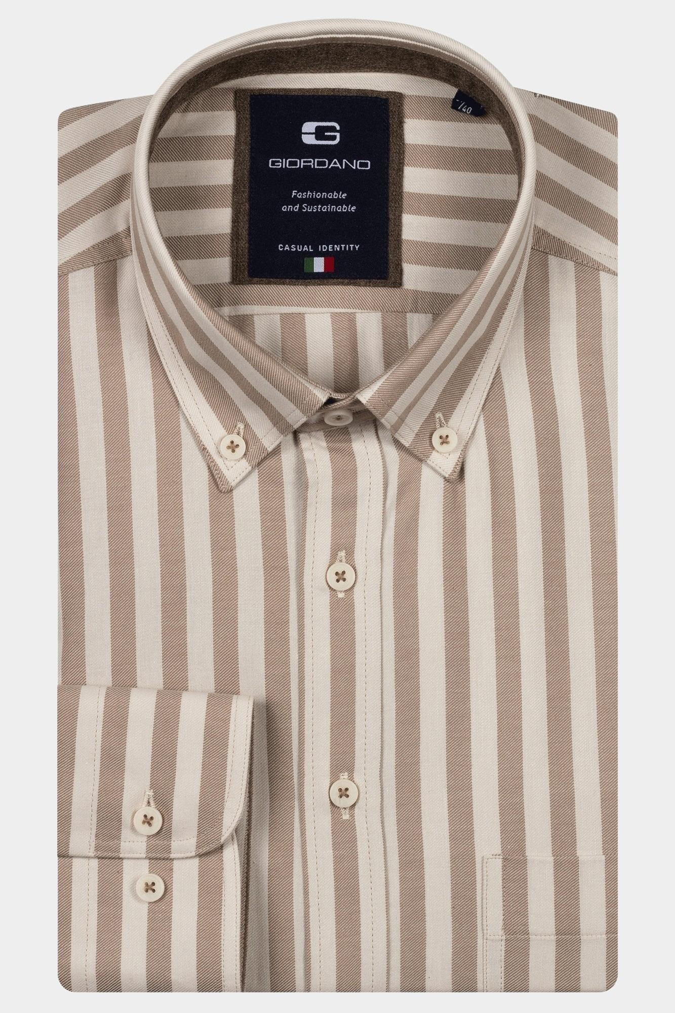 Giordano Casual hemd lange mouw Bruin Brando long sleeve button dow 527101/80