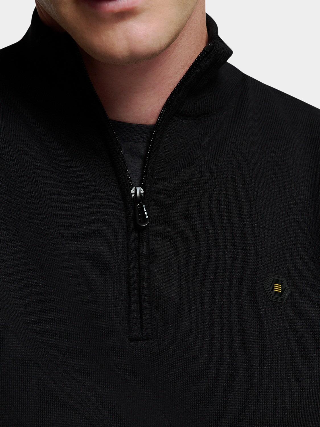 No Excess Half Zip Zwart Pullover Half Zip 2 Coloured N2185/020