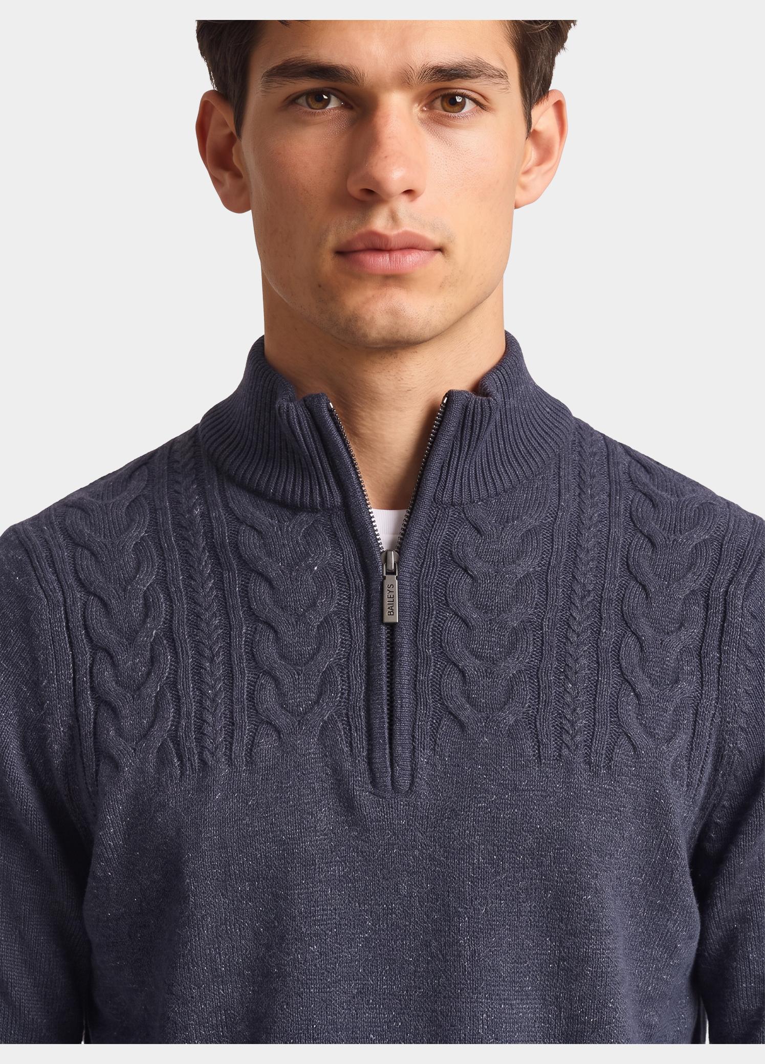Baileys Half Zip Blauw 5gg Cable Pattern 628457/602