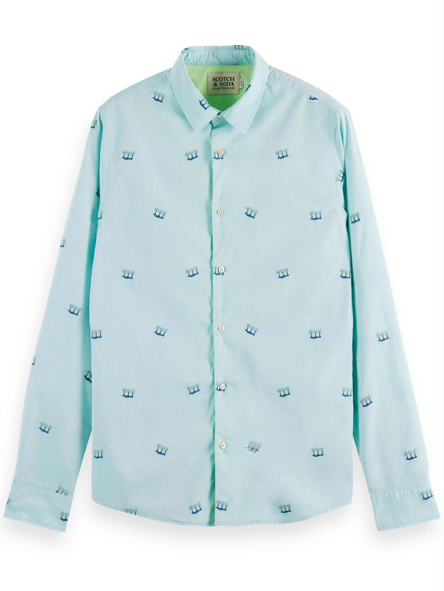 Scotch Soda Casual hemd lange mouw Groen Slim fit fil coupe shirt 166009 0219