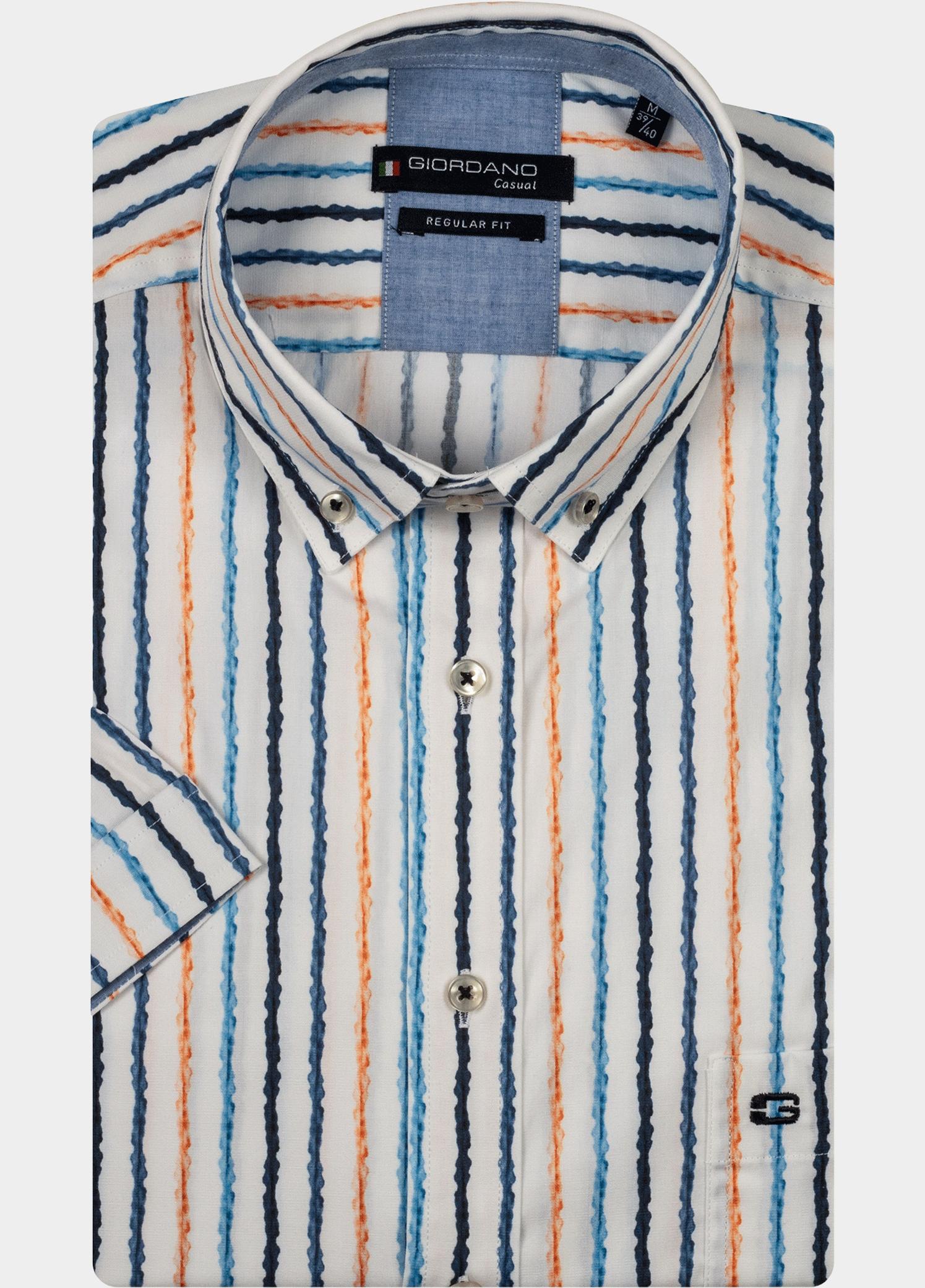Giordano overhemd korte mouw heren Geel League, SS Button Down Waterb 416100/20