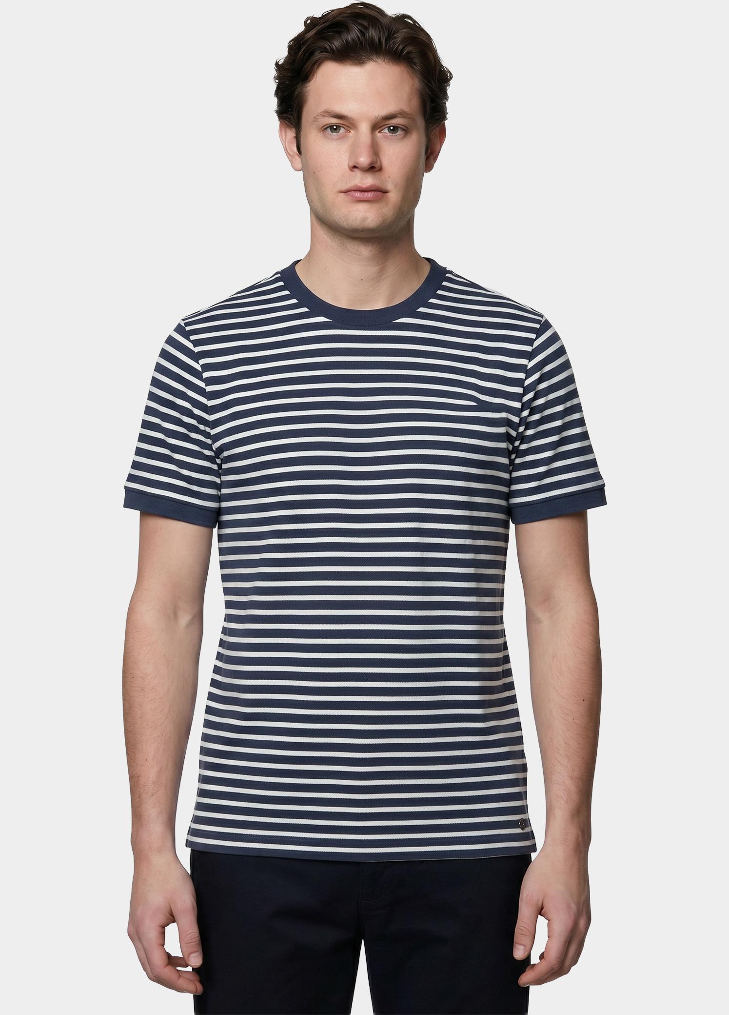Scotland Blue T-shirt korte mouw Blauw Isaac Stripe T-shirt Pique 25108IS18/290 navy