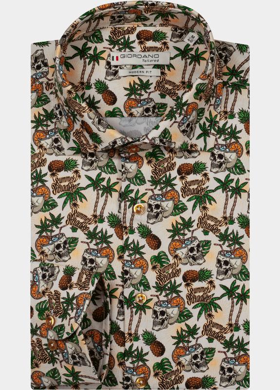 Giordano Overhemd heren Groen Maggiore Long Sleeve Semi Cut 617890/75