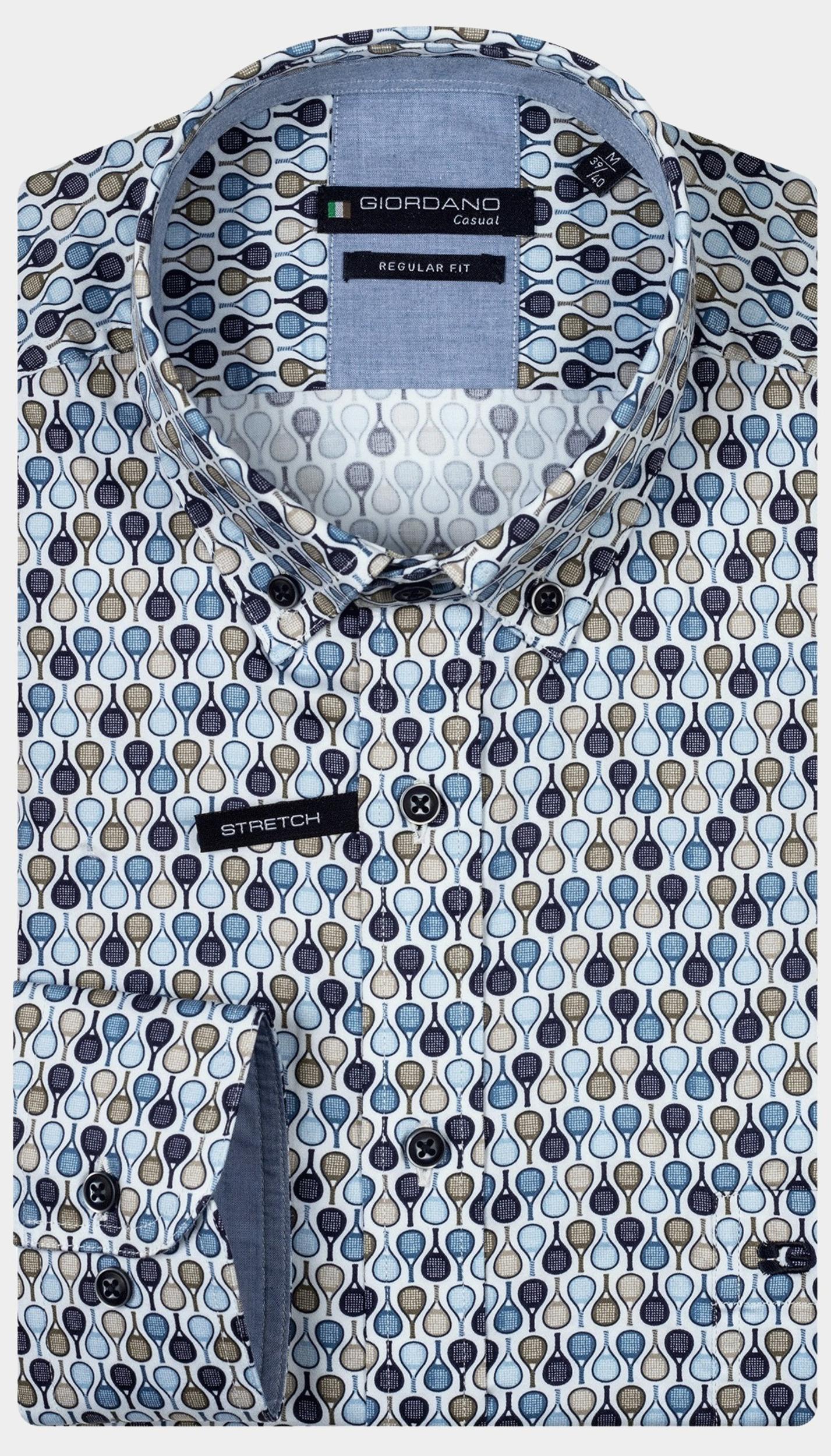 Giordano Casual hemd lange mouw Blauw Ivy 427029/60