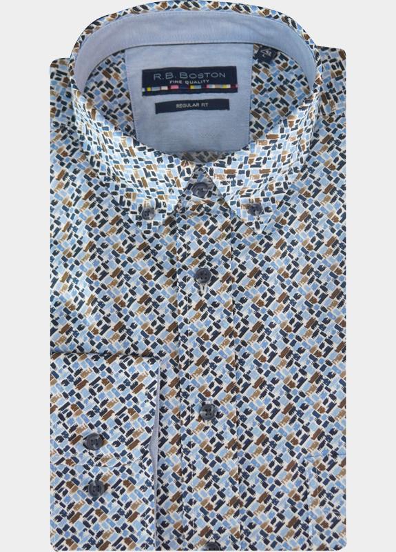 R.B. Boston Casual hemd lange mouw Blauw Franklin LS Button Down 527670/621