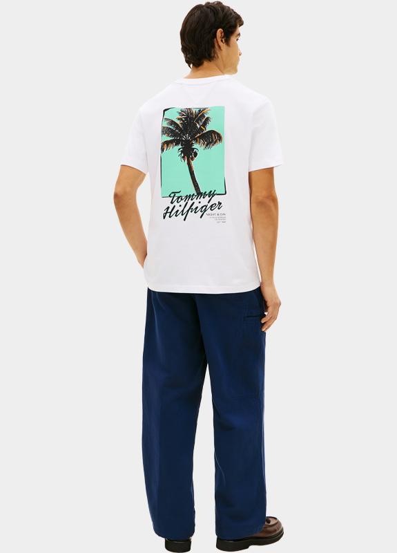 Tommy Hilfiger T-shirt korte mouw Wit PALM PHOTO PRINT TEE MW0MW42386/YBR