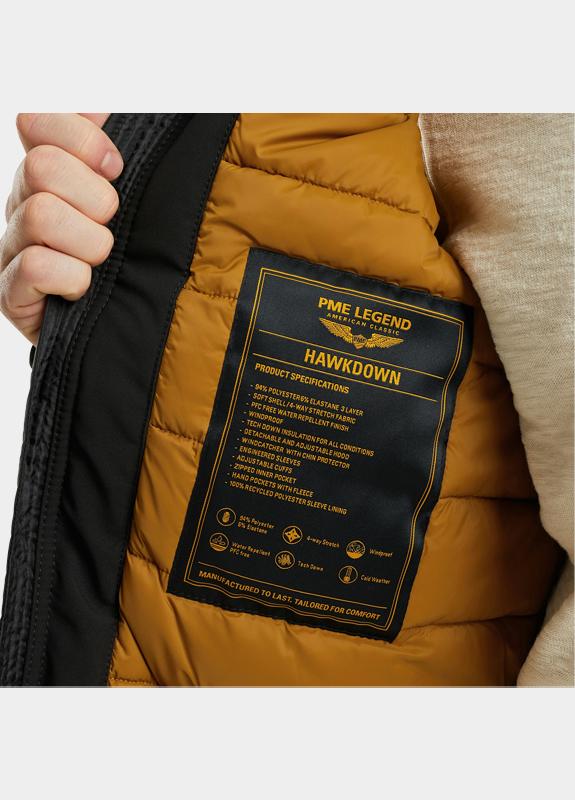 PME Legend Softshell Zwart Semi long jacket HAWKDOWN Sof PJA2409140/999