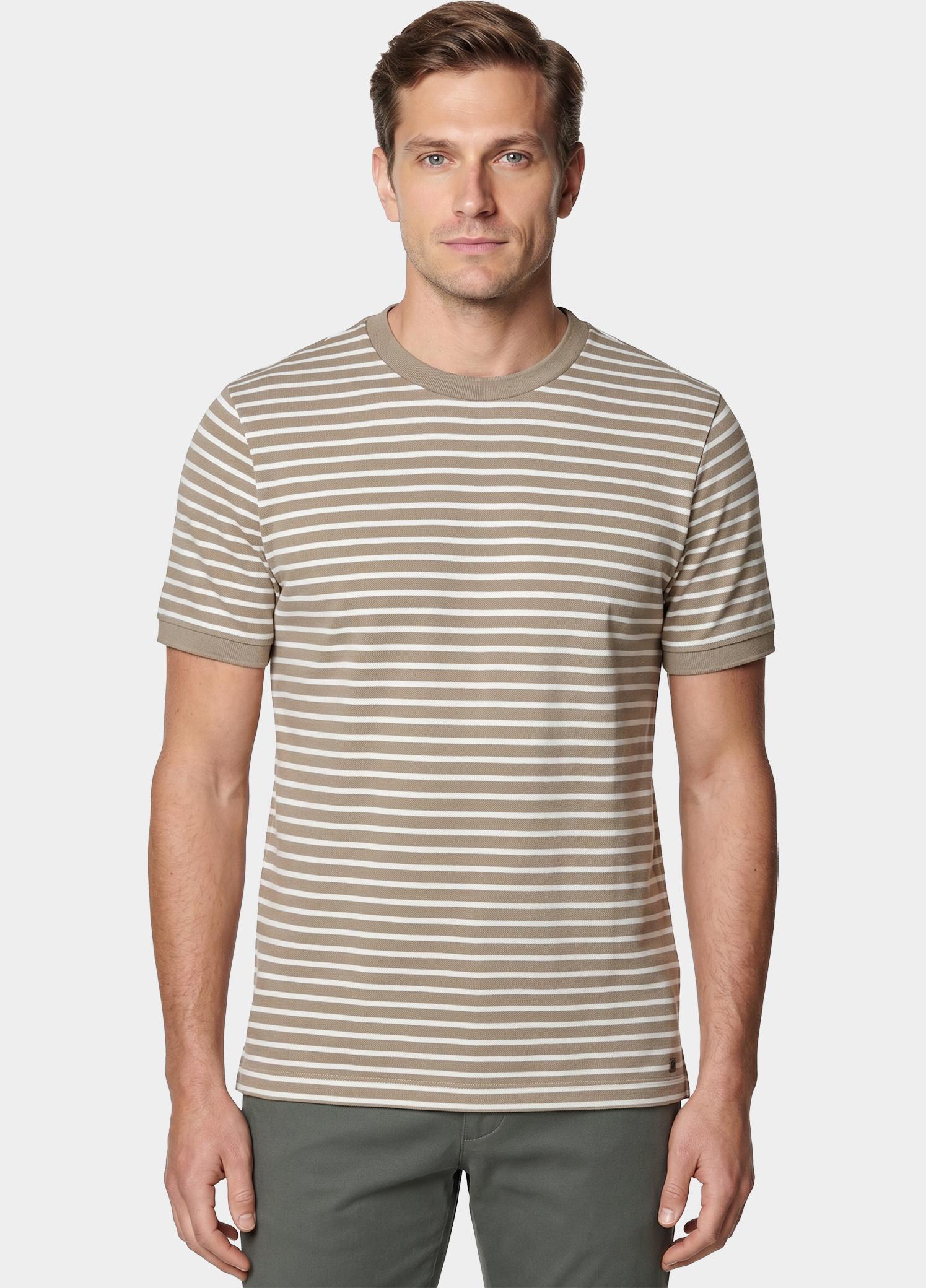 Scotland Blue T-shirt korte mouw Bruin Isaac Stripe T-shirt Pique 25108IS18/830 camel