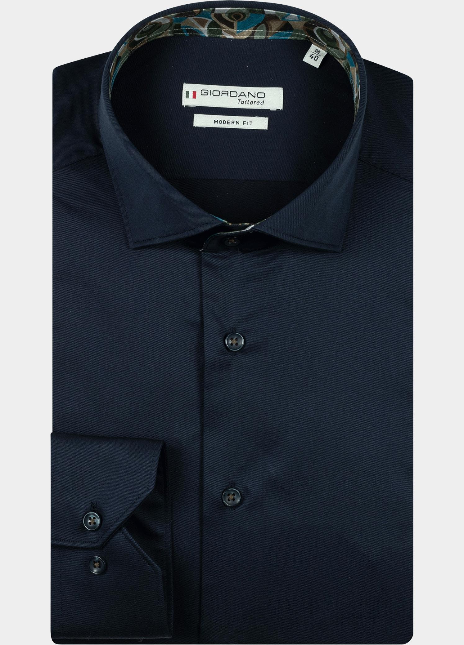Giordano Overhemd heren Blauw Locarno long sleeve semi cuta 527871/60