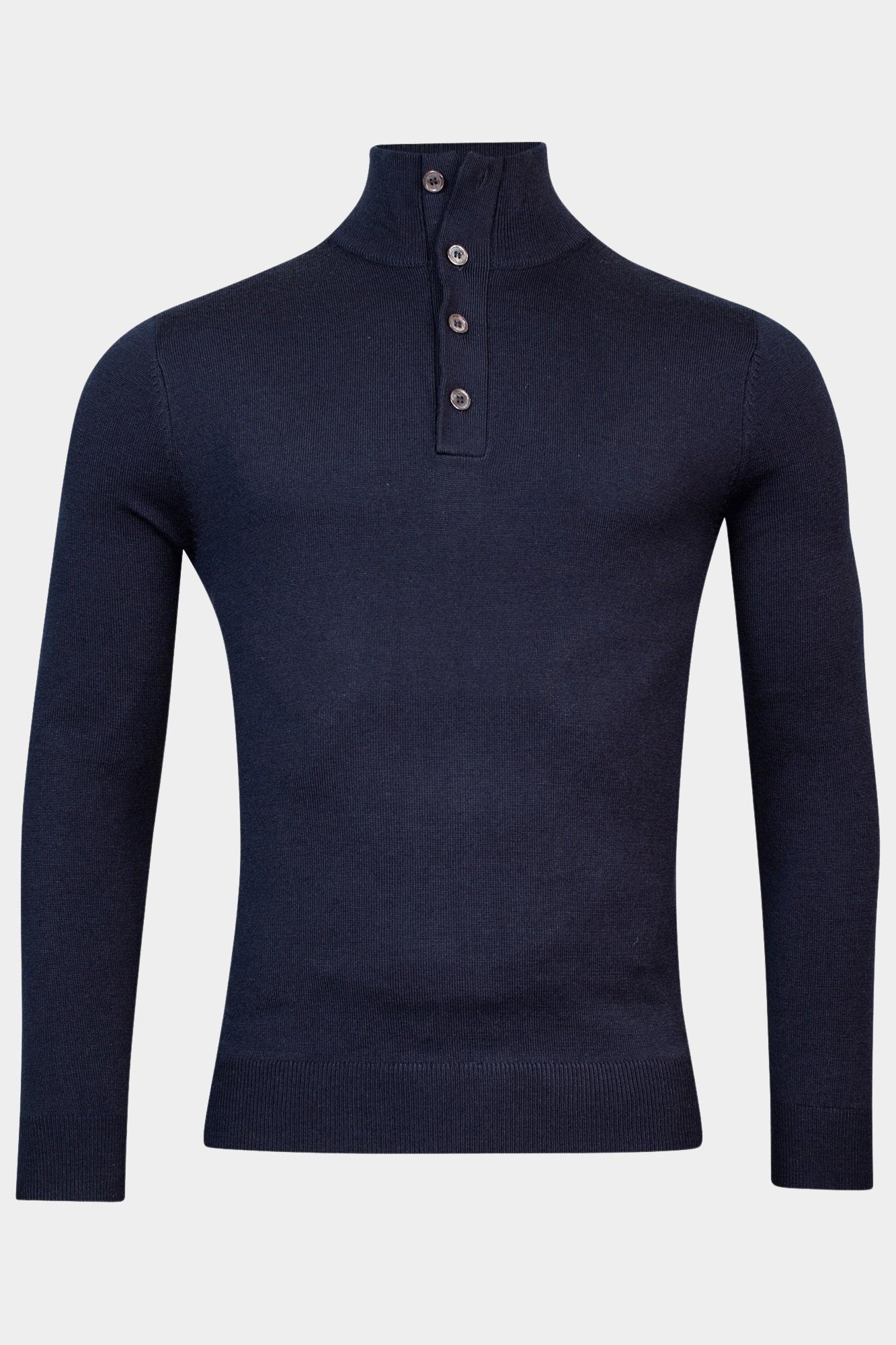 Baileys Half Zip Blauw Pullover 1/2 buttons placket 328421/60