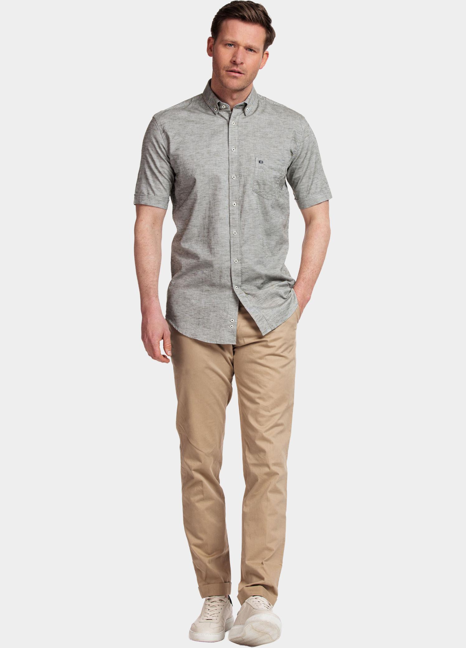 Giordano overhemd korte mouw heren Groen League, SS Button Down Solid 416001/75