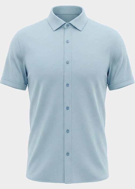 Bos overhemd korte mouw heren Blauw easy care kwaliteit 3507/light blue