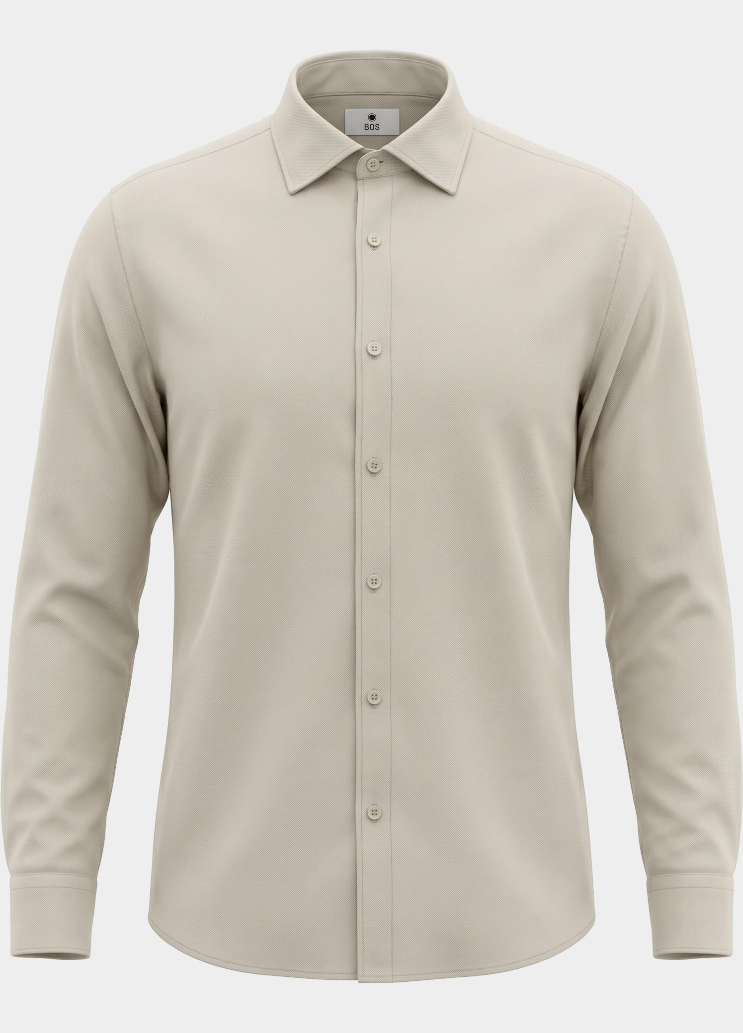 Bos Casual hemd lange mouw Beige Linnen Shirt 5405.426/607